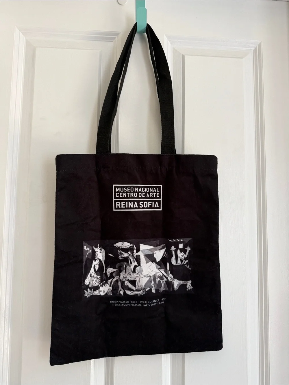 Black and White Graphic Canvas Tote Bag - Men Bags